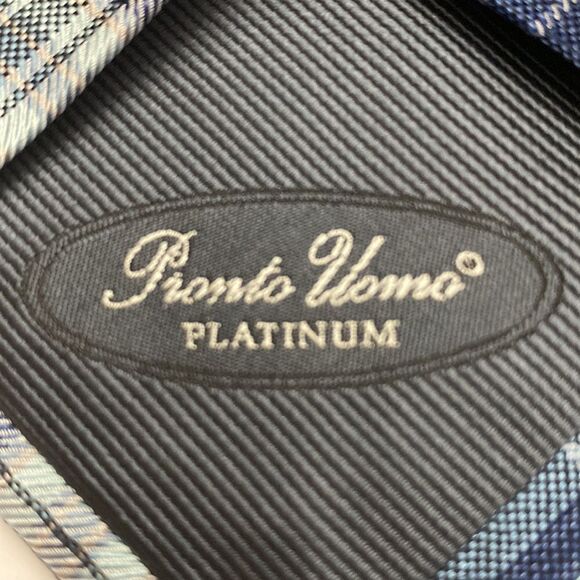 Pronto Uomo mens wearhouse blue white plaid regular length 28 1/2 inches - Picture 6 of 7